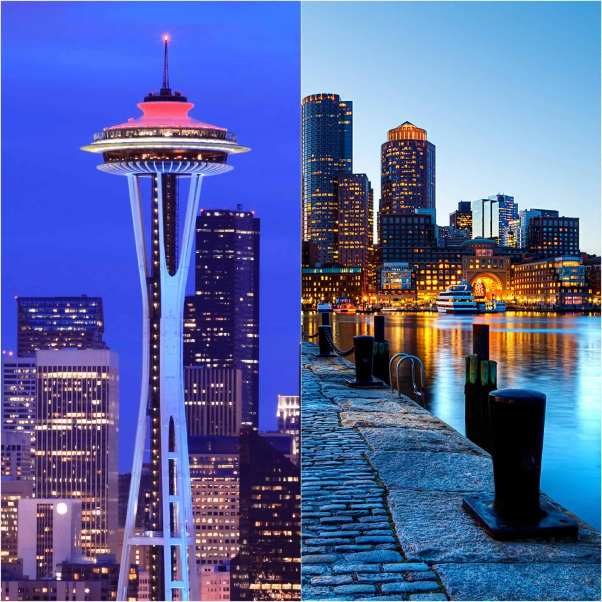 Image of Seattle and Boston side by side