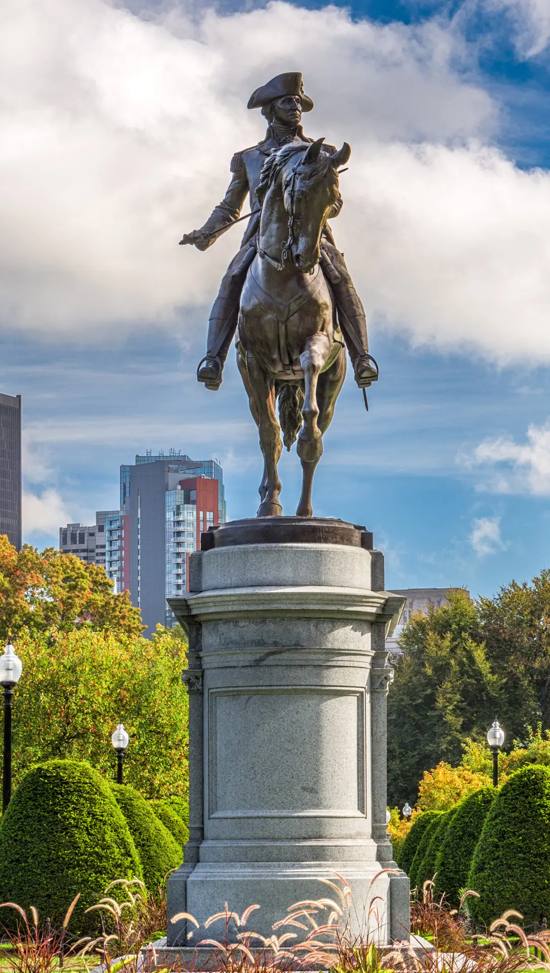 George Washington Monument at Public Garden in Boston, Massachusetts.