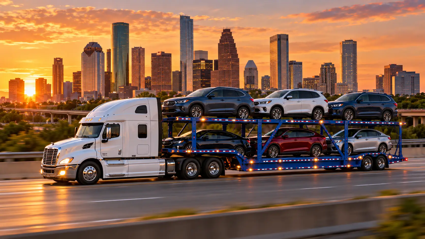 Smart Auto Move car carrier on a Houston, Texas car shipping route