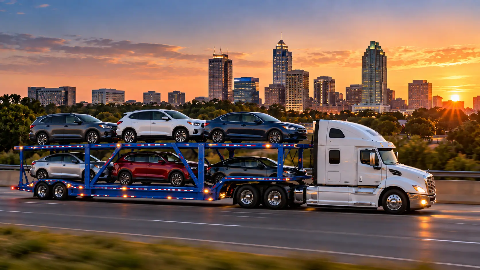 Smart Auto Move car carrier on a Raleigh, North Carolina car shipping route