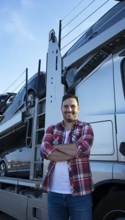 Car Transporters Cleaning his truck